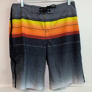 Goodfellow & Co Gray & Orange Striped Board Shorts